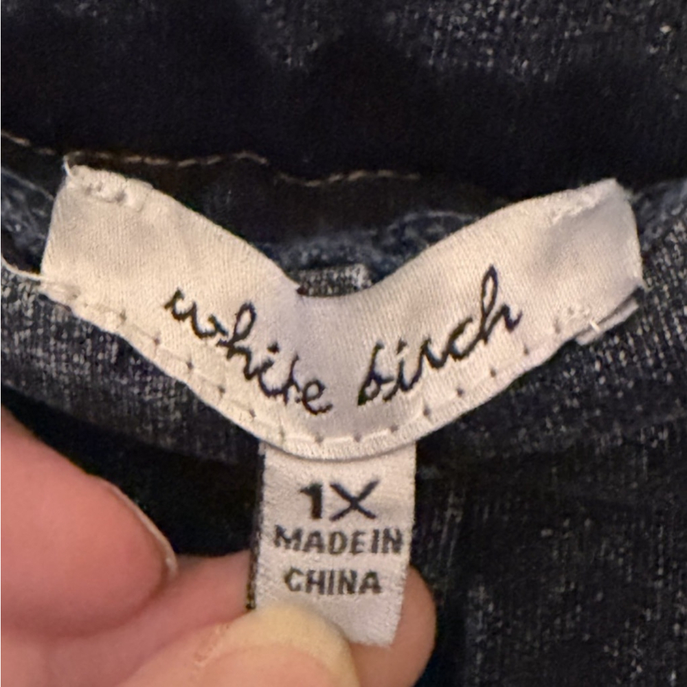 🌺 White Birch Acid Wash Wide Leg Pants with Button Hem Elastic Waist Size 1X - Picture 5 of 6